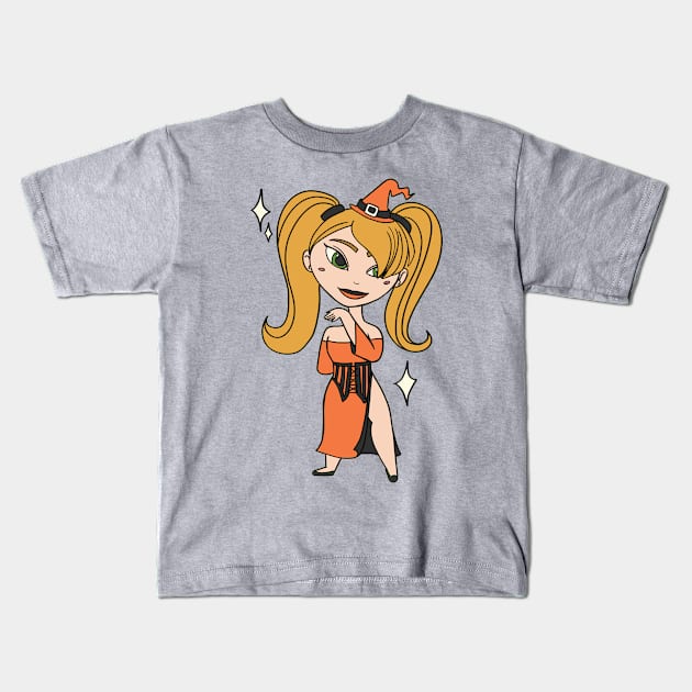 Orange Witching Hour Kids T-Shirt by angrymuffinstudio